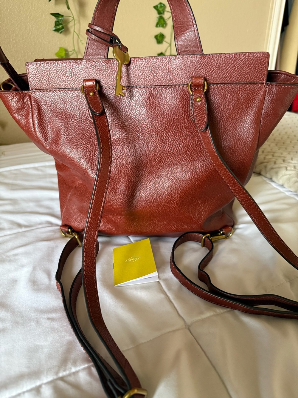 Fossil Leather Convertible Backpack in Cognac Brown - Picture 2 of 5